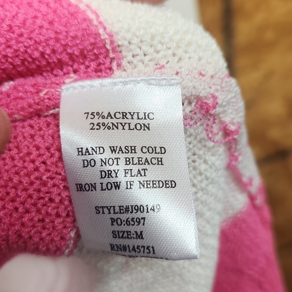 Fantastic fawn long cardigan sweater pink ivory stripes NWOT - Picture 5 of 7